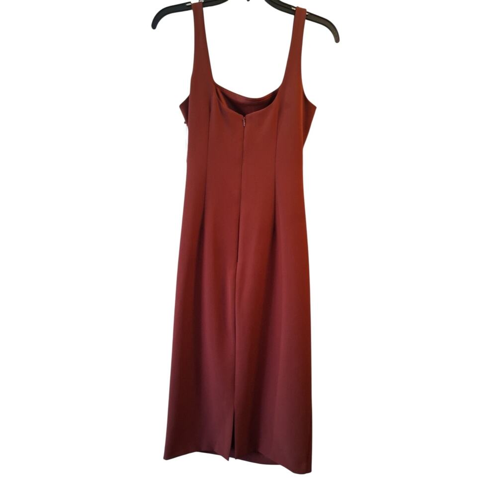 Vince Camuto Sleeveless Ruched Midi Dress in Rust - Picture 4 of 8